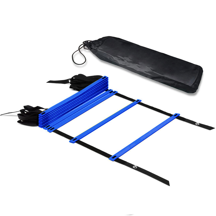 【送料無料】トレーニングラダー 12キャリング 敏捷梯子 スピード/瞬発力/敏捷性/機敏性/協調性アップ マーカーコーン 連結可能 野球 サッカー練習 収納袋付き はしご ブルー 敏捷性はしご 敏捷性 はしご速度 アウトドア フィットネス