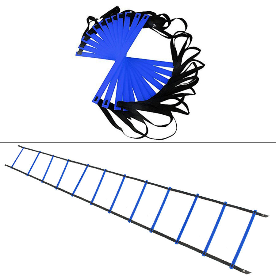 【送料無料】トレーニングラダー 12キャリング 敏捷梯子 スピード/瞬発力/敏捷性/機敏性/協調性アップ マーカーコーン 連結可能 野球 サッカー練習 収納袋付き はしご ブルー 敏捷性はしご 敏捷性 はしご速度 アウトドア フィットネス