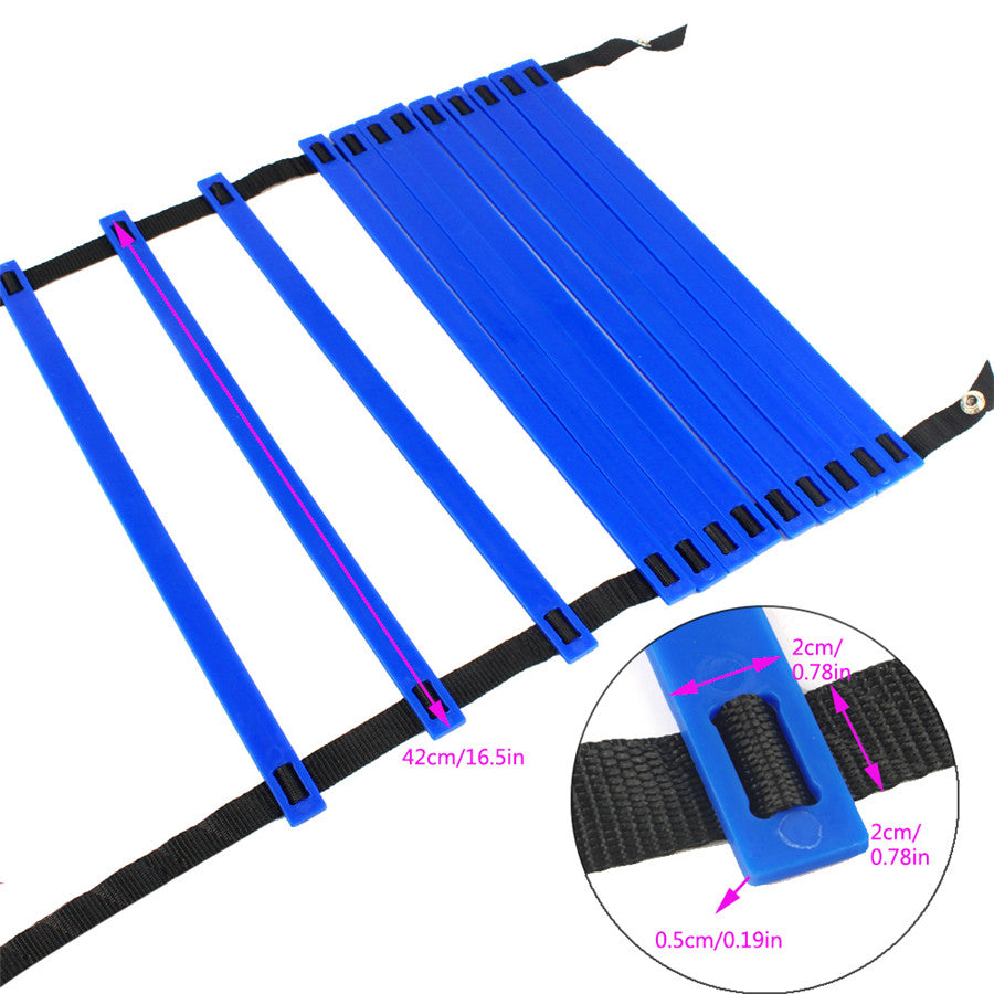 【送料無料】トレーニングラダー 12キャリング 敏捷梯子 スピード/瞬発力/敏捷性/機敏性/協調性アップ マーカーコーン 連結可能 野球 サッカー練習 収納袋付き はしご ブルー 敏捷性はしご 敏捷性 はしご速度 アウトドア フィットネス