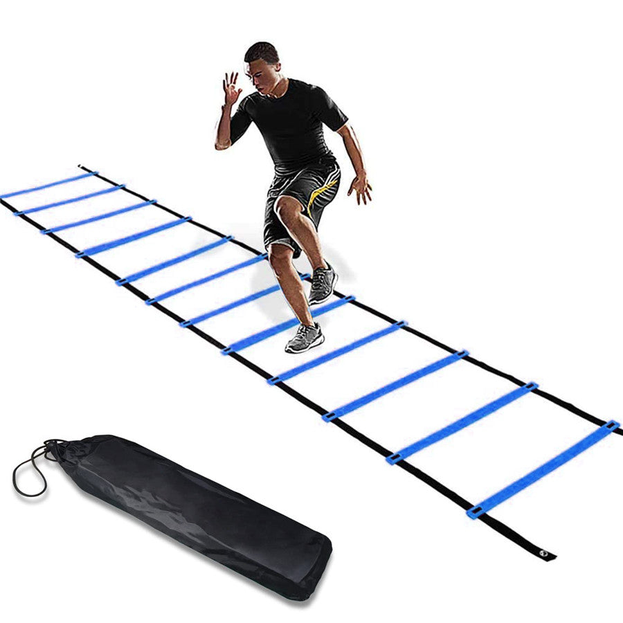 【送料無料】トレーニングラダー 12キャリング 敏捷梯子 スピード/瞬発力/敏捷性/機敏性/協調性アップ マーカーコーン 連結可能 野球 サッカー練習 収納袋付き はしご ブルー 敏捷性はしご 敏捷性 はしご速度 アウトドア フィットネス