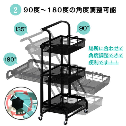 キッチンワゴン キャスター付き ワゴン 収納ラック 棚 マルチワゴン 収納かご キッチン収納 収納用品 メッシュ スリム コンパクト 隙間ラック キッチンバスケット テーブルワゴン 子供部屋 浴室 リビング 寝室 ベランダ 庭 ガーデニング