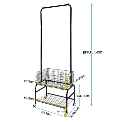 ハンガーラック キャスター付き ラック スリム 隙間 かご 棚 組み立て 収納家具 収納 洋服 収納用品 ワードローブ クローゼット 衣装かけ ポール ハンガー タンス 物干し 洗面所 お風呂場 一人暮らし リビング 子供部屋 寝室